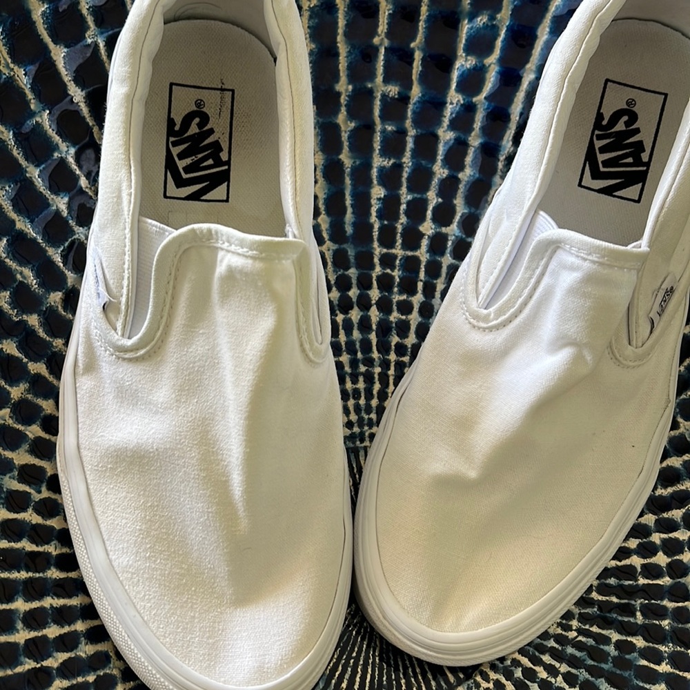 Slightly used white Vans